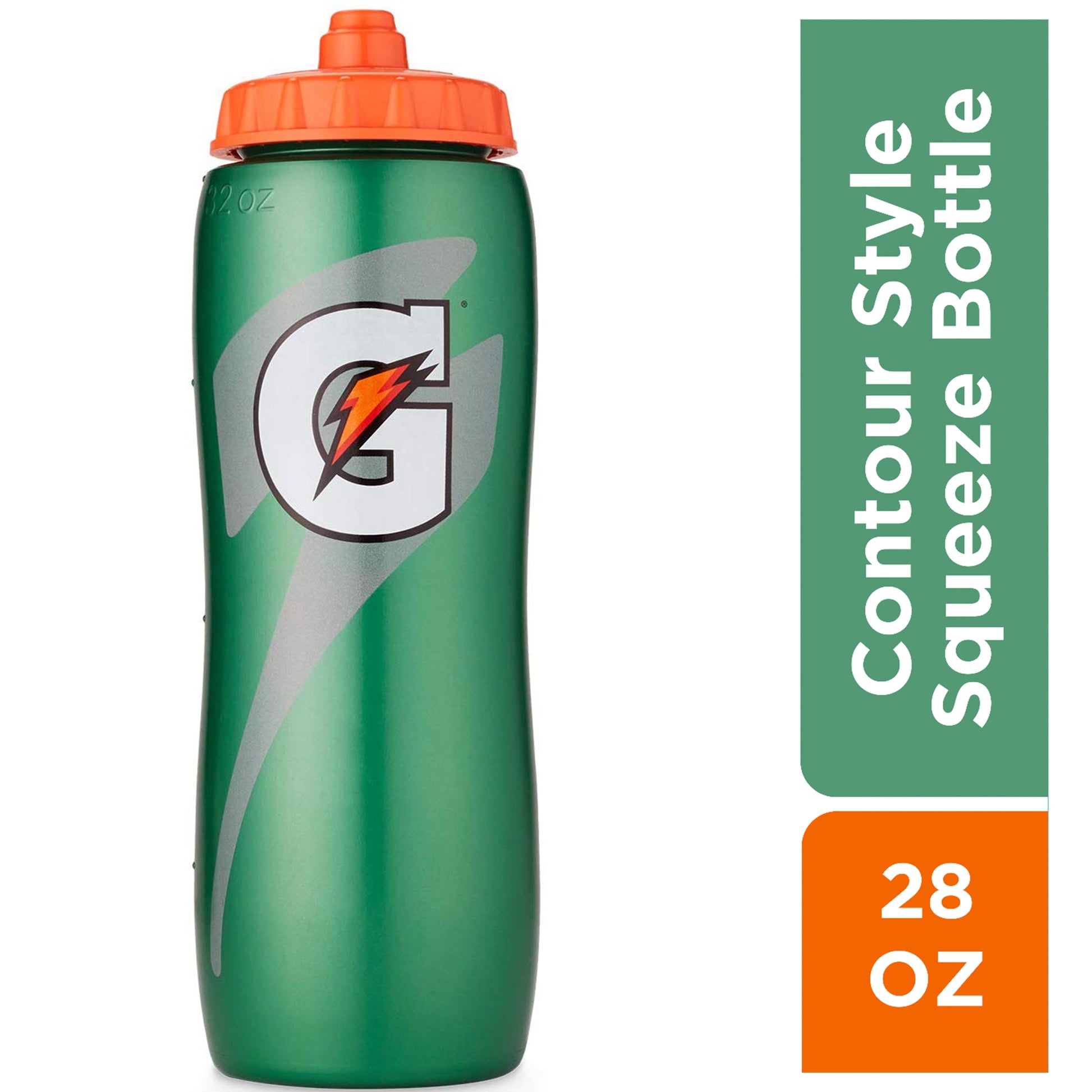 Contour Style Squeeze Water Bottle, Green, 28Oz